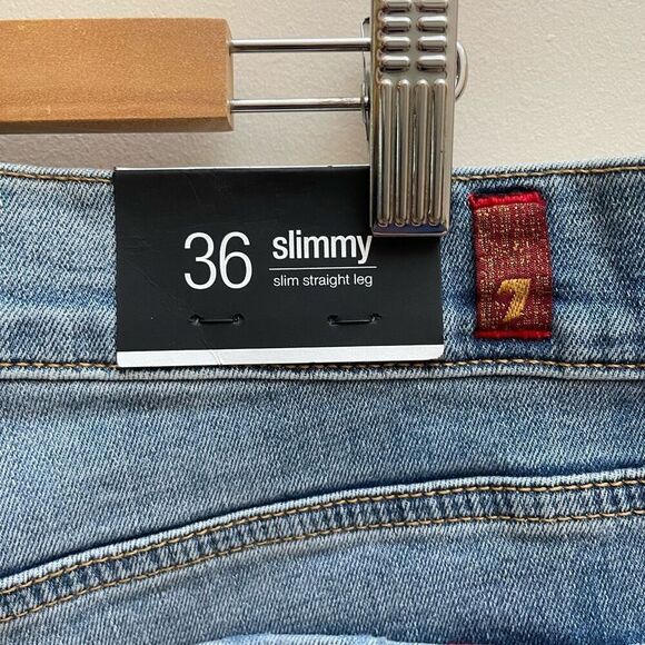 NWT Seven 7 For All Mankind Jeans Mens Size 36 Slimmy Straight Light Denim - Picture 8 of 14